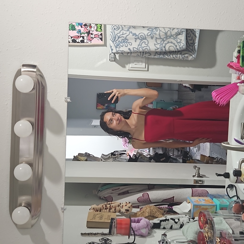 long square neck dress